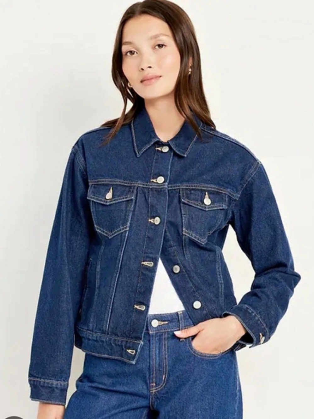 😍Old Navy Classic Jean Jacket for Women Denim Jean Jacket Blue Size L 100% Ctn